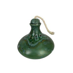 Teal Pottery Oil Lamp Burner with Wick Signed "Debut" 4"h x 5"w